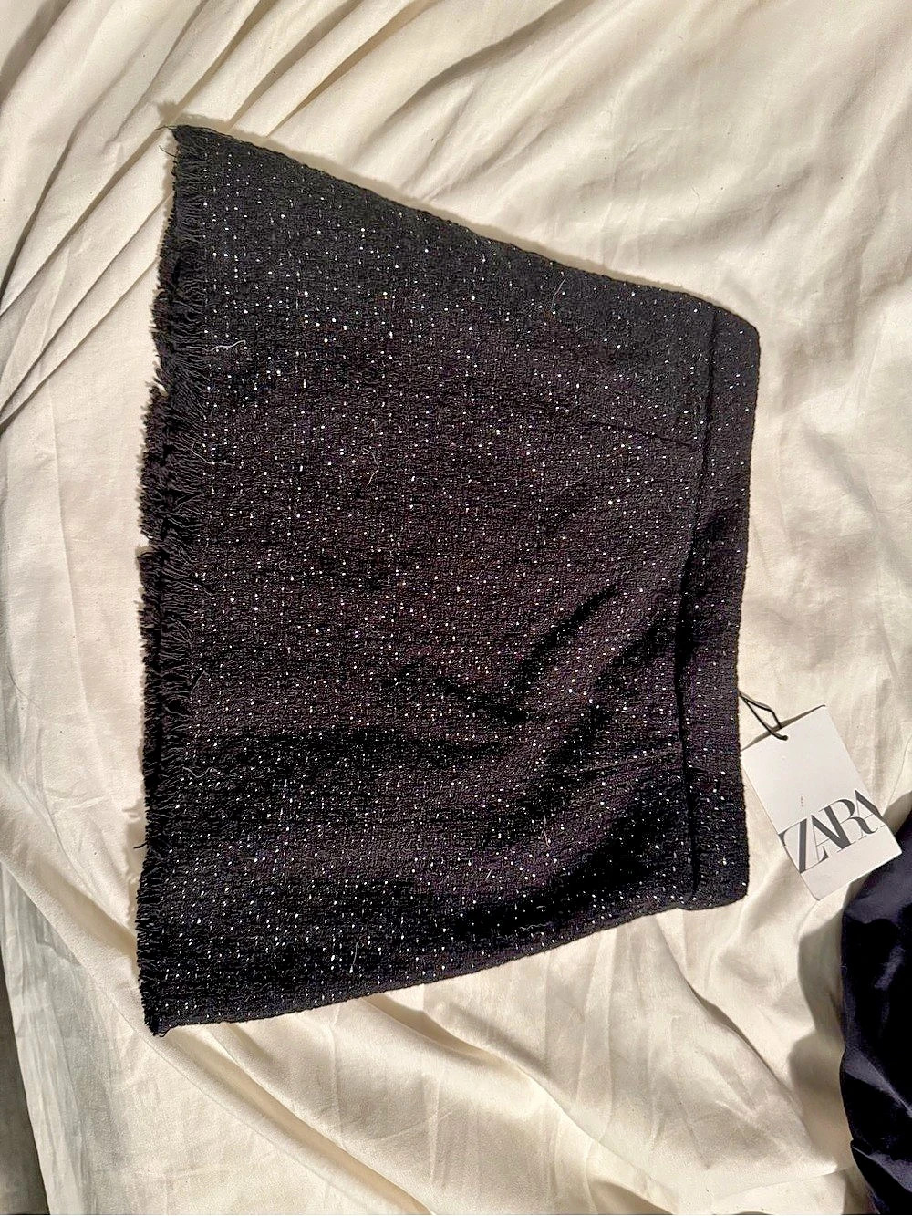 ZARA Sparkly Fringe Mini Skirt in Black Size 8 NWT